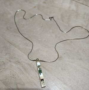 Vintage Gold Pendant Necklace With Yellow Tulip